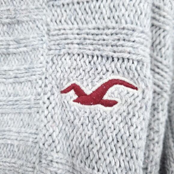 Hollister Women Gray Angora Blend OpenFront Draped Cableknit Mock Neck Cardi| S - Picture 6 of 10